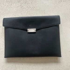 Jack Spade leather black briefcase bag document holder